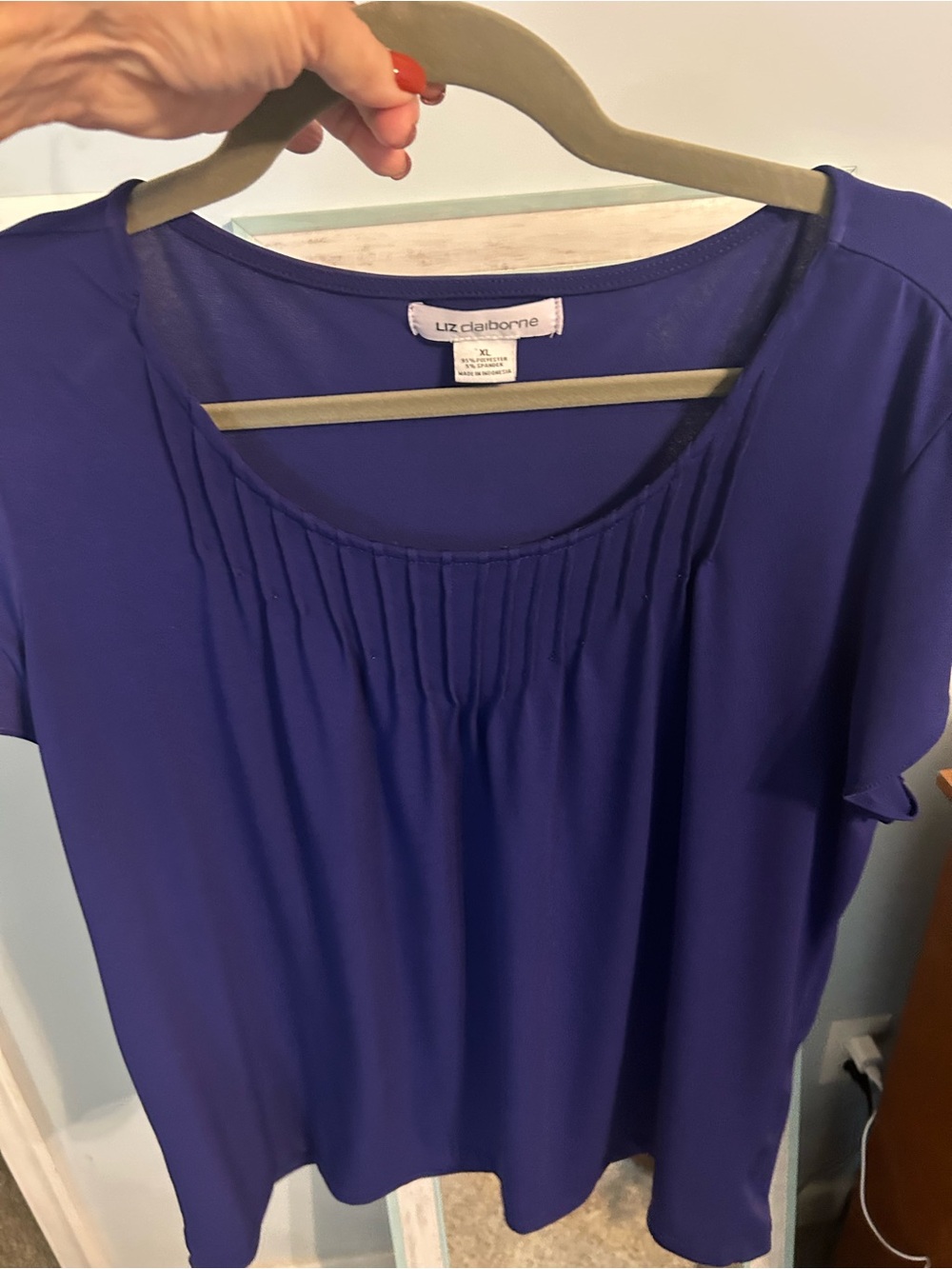 Liz Claiborne purples Sleeve Pleated Scoop Neck Blouse